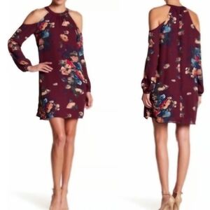 Chanler Henry Cold Shoulder Long Sleeve Floral Dress Size Medium